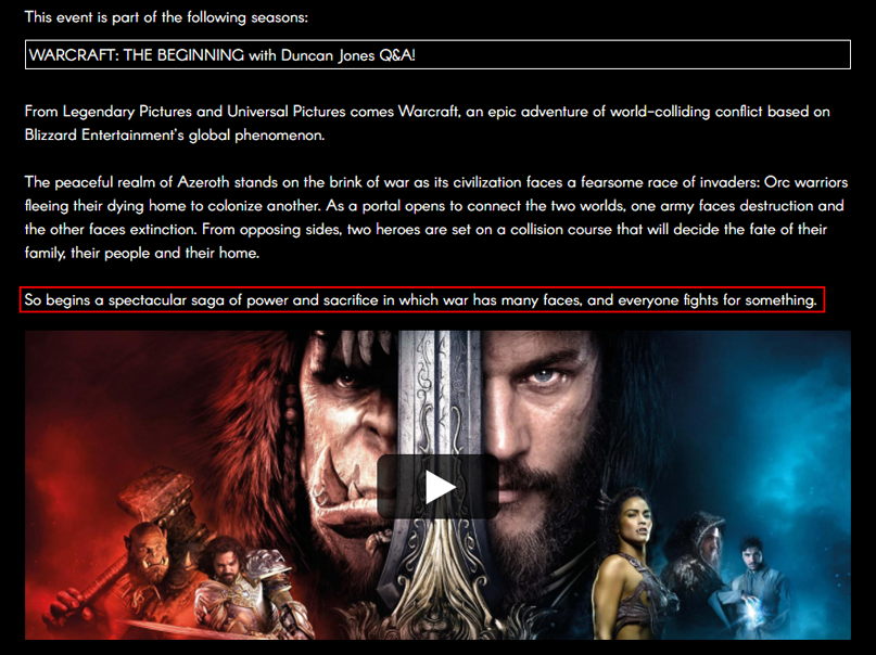 Warcraft Event