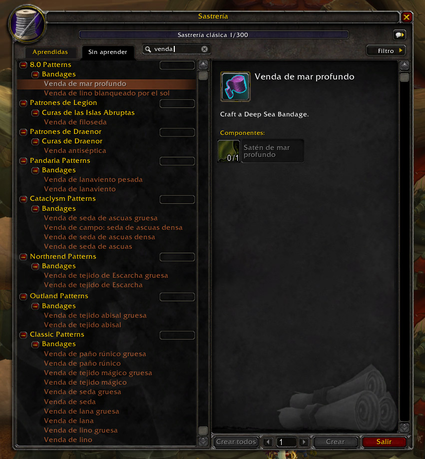 Vendas en Sastrería