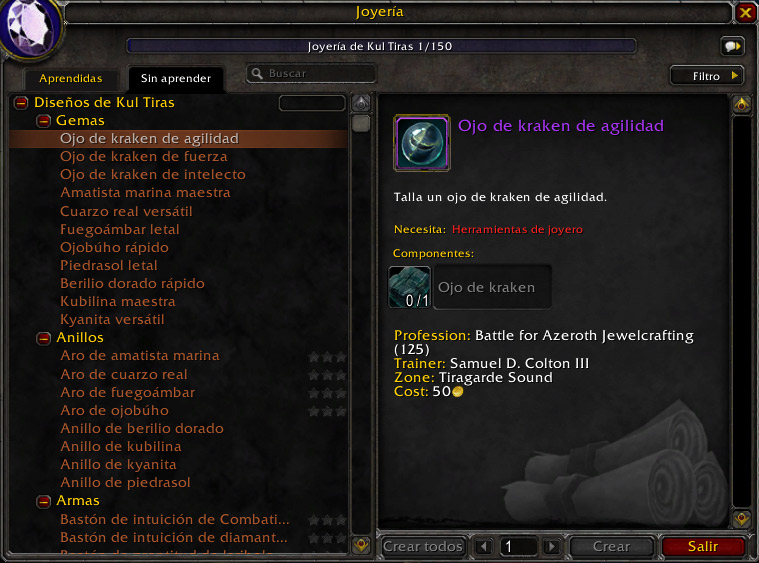 Joyería en Battle for Azeroth