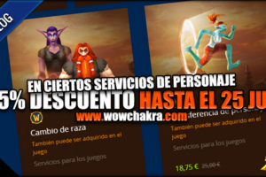 25% de descuentos servicios de personaje de WoW