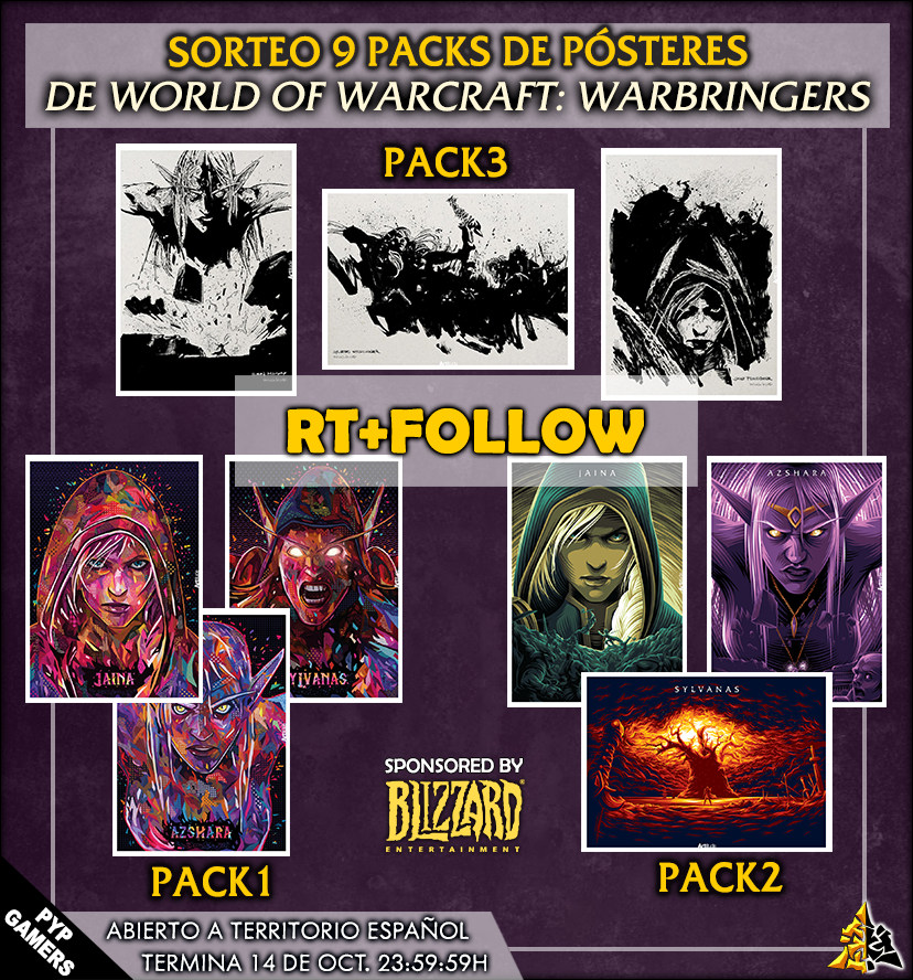 Sorteo 9x Packs de 3 pósteres cada uno World of WArcraft Warbringer