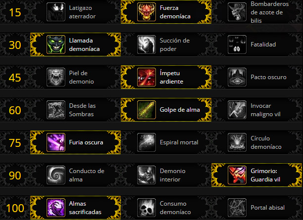 Talentos Brujo Demonologia BFA Míticas+