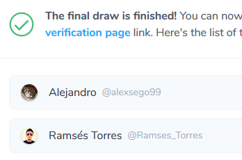 Ganadores sorteo