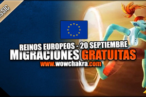 Nuevas transferencias de personajes gratuitas en WoW Classic para los Reinos Europeos | 20 de Septiembre