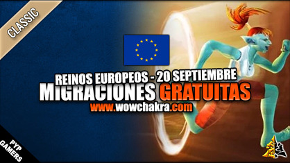 Nuevas transferencias de personajes gratuitas en WoW Classic para los Reinos Europeos | 20 de Septiembre