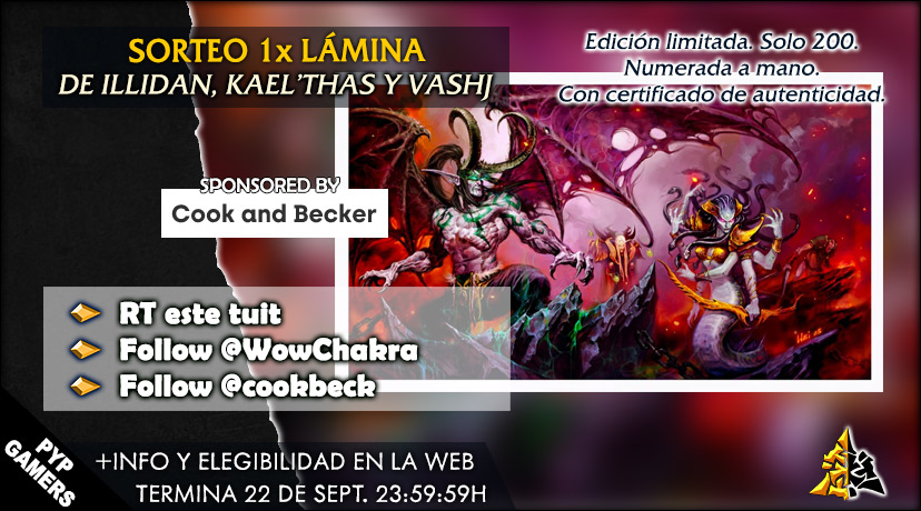 Sorteo 1x lámina ed. limitada de Illidan, Kael'thas, Lady Vashj y Akama numerada y con certificado de autenticidad | Patrocinado por Cook and Becker Art Gallery