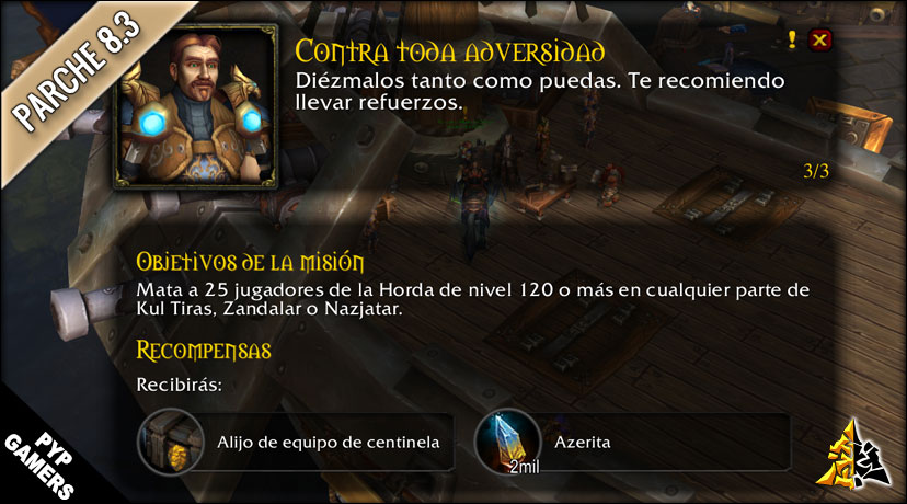 La misión para la facción minoritaria del Modo Guerra dará un objeto 445 en el Parche 8.3