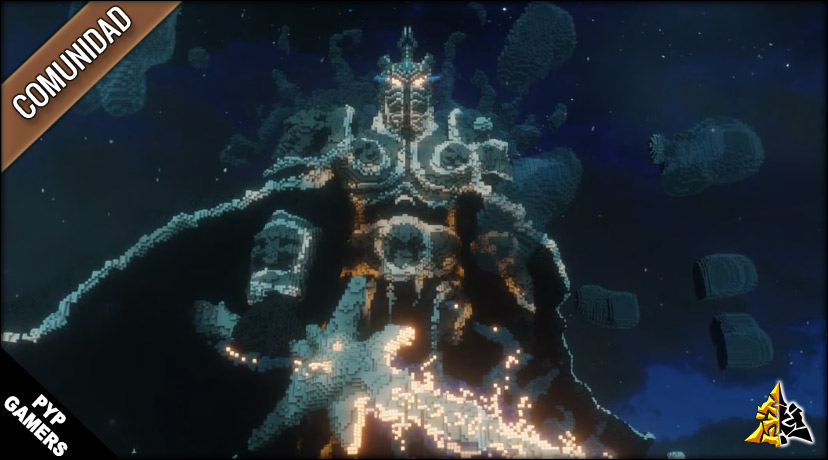 Estatua del Rey Exánime realizada en Minecraft por The secret hobby