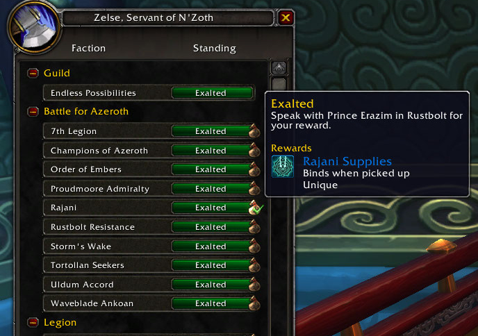 Actualmente no se puede reclamar la recompensa de dechado con los Rajani