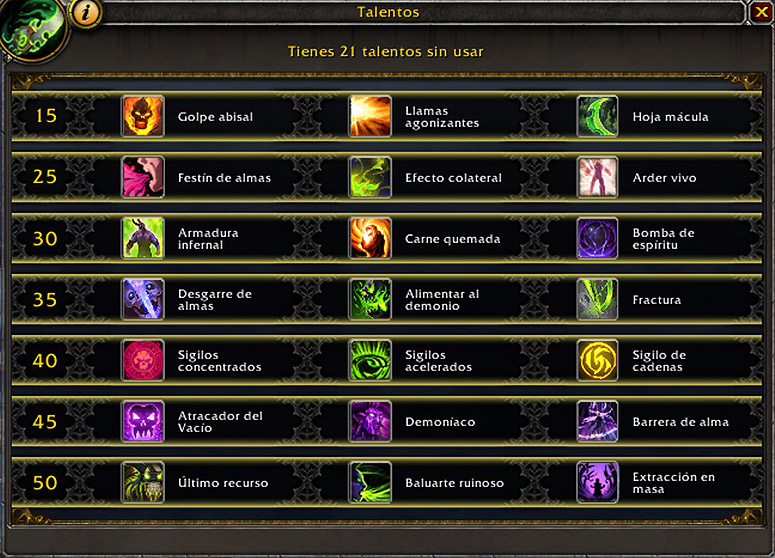 Talentos de Cazador de Demonios en Shadowlands