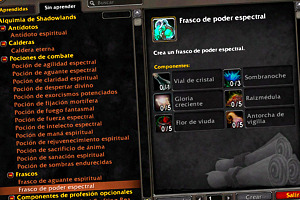 Recetas de alquimia de Shadowlands