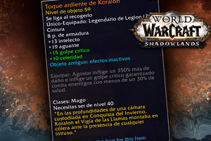 Los Legendarios de Legion no funcionarán a partir de Shadowlands