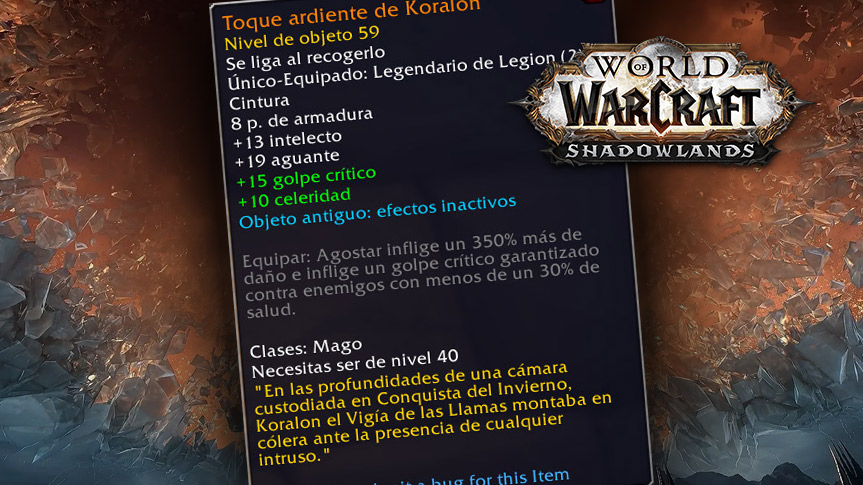 Los Legendarios de Legion no funcionarán a partir de Shadowlands