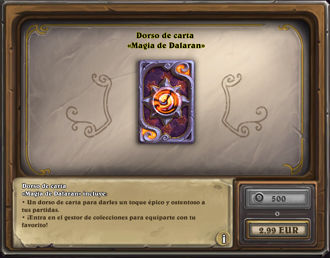 Dorso de Carta Magia de Dalaran de vuelta en la Tienda | Hearthstone