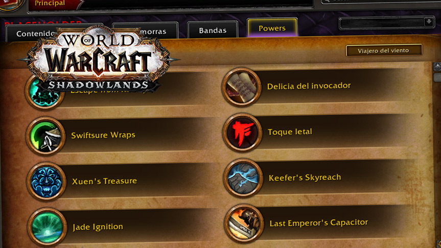 Nueva interfaz para los Legendarios de Shadowlands
