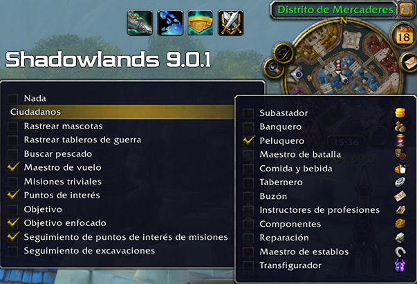 En Shadowlands se añade seguimiento de la Peluquería al minimapa