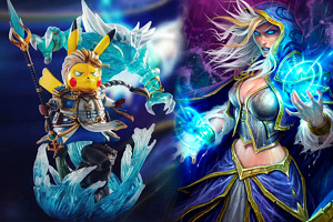 Estatua de Pikachu como Jaina con su elemental