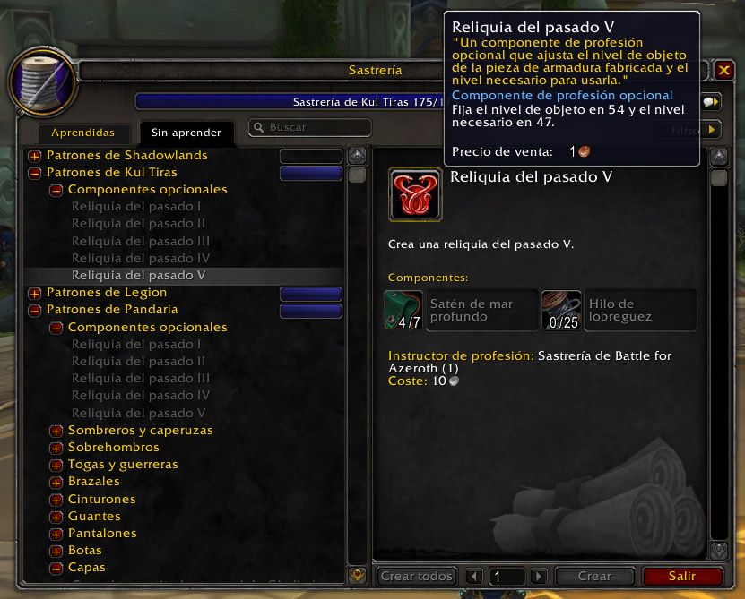 Reliquias del Pasado Shadowlands