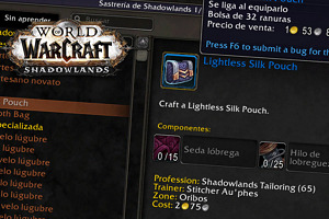 2 nuevas bolsas se podrán fabricar con Sastrería en Shadowlands