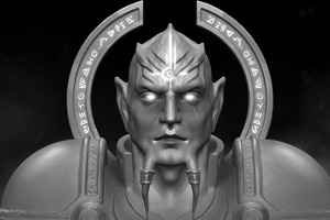 Escultura digital de Orco y Draenei