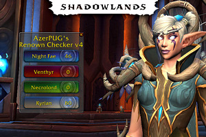 Addon AzerPUG's Renown Checker para saber el nivel de Renombre con las otras Curias